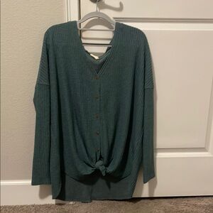 Pink Lily Teal Button Down Shirt